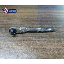 1/4" Drive Ratchet Handle Socket Wrench 72 Tooth Flexible Head Stubby Round