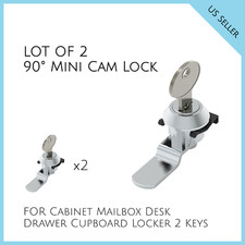 LOT OF 2 90 Mini Cam Lock File Cabinet Mailbox Desk 2 Keys 157.2.03.28