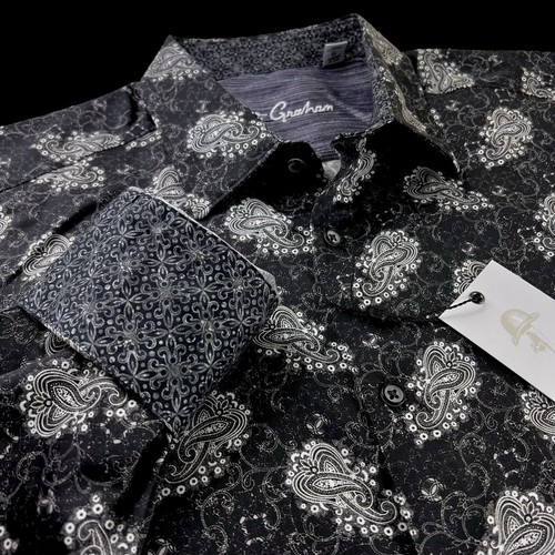 Robert Graham Geometric Abstract Paisley Black Sport Shirt 4XL $228 - Picture 3 of 13