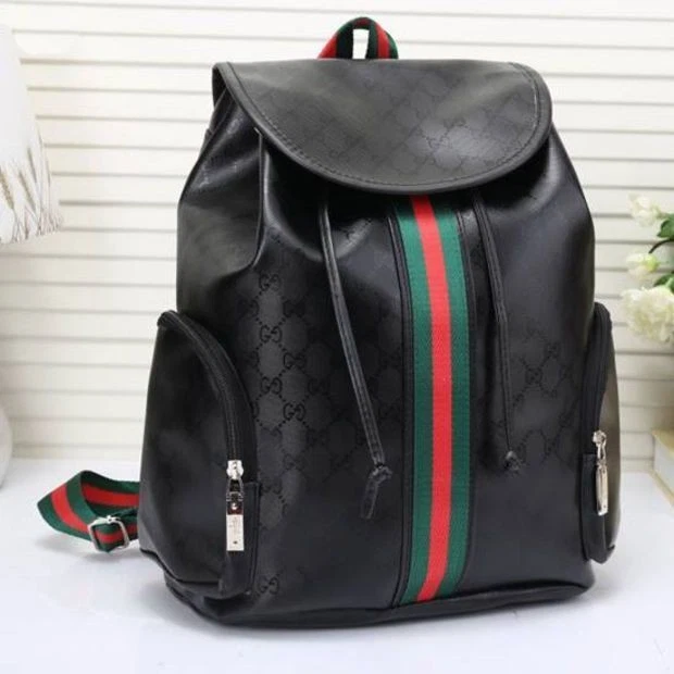 Gucci GG Supreme Black Leather Full Size Backpack Unisex Vintage - Image 2 of 4
