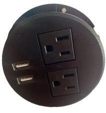 Desktop Power Grommet with 2 Outlets Table Power Grommet Outlet             