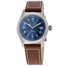 New Hamilton Khaki Field Auto 38MM Blue Dial Leather Strap Men's Watch H70455540