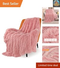 Super Soft Pink Faux Fur Throw Blanket - Cozy Comfort for Couch  Bed, 50x60