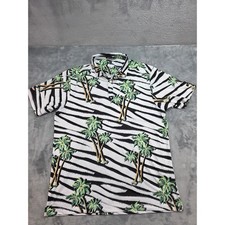 Bad Birdie Mens XL Golf Polo Shirt Zebra Palm Tree Tropical Kierland Black White