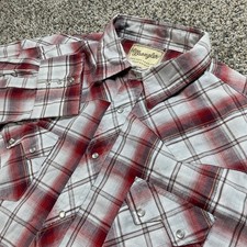 Wrangler Men's XL Western Fashion Pearl Snap Long Sleeve Snap Shirt Red Plaid