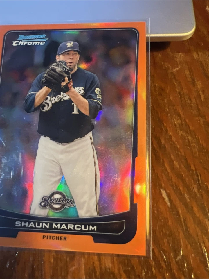 Shaun Marcum 2012 Bowman cromo naranja refractor #145 Milwaukee Brewers/25 Foto 2 de 4