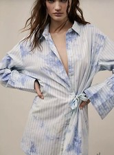 Free People Women’s Nola Wrap Shirt Dress Blue Sky SMALL BNWT