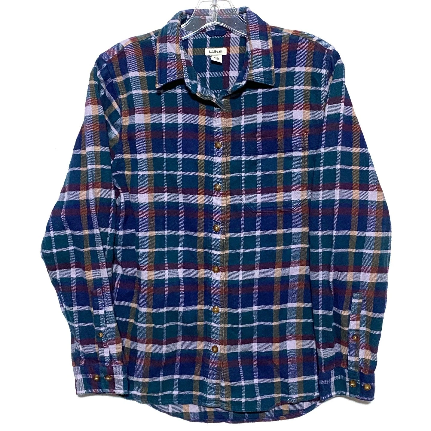 LL Bean Multicolor Flannel Plaid Button Shirt Mens S Gorpcore Hiking Outdoors