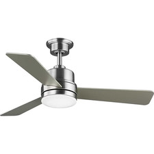 Fan 52 Ceiling Fan with Light Kit Brushed Nickel Finish 3 Plywood Silver Blades