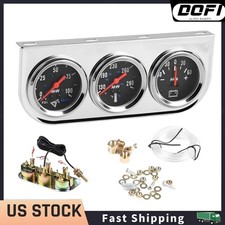 2 52mm Chrome 3in1 Car Triple Gauge Kit Oil Pressure Water Temperature Ammeter 2 52mm Chrome 3in1 Car Triple Gauge Kit Oil Pressure Water Temperature Ammeter