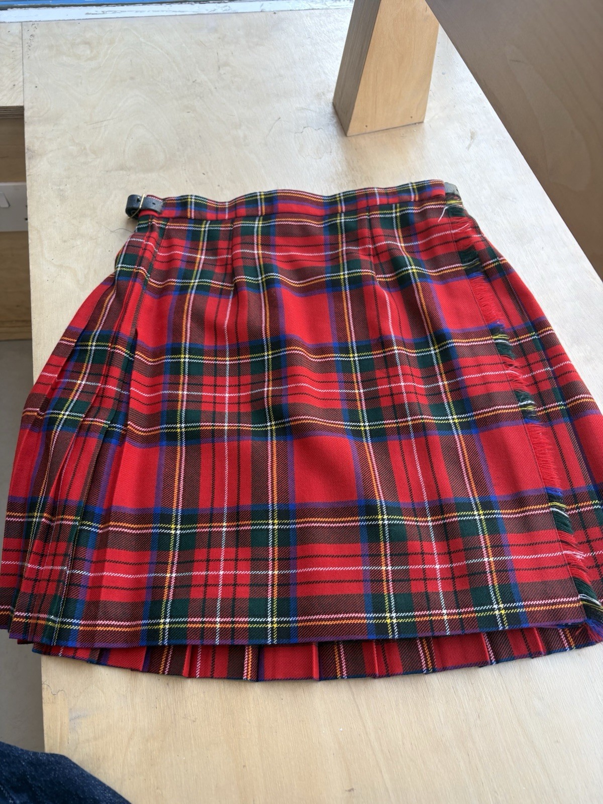 Vintage Scottish Mini Kilt Skirt Wool Royal Stewart Tartan UK 12 26–28 Waist