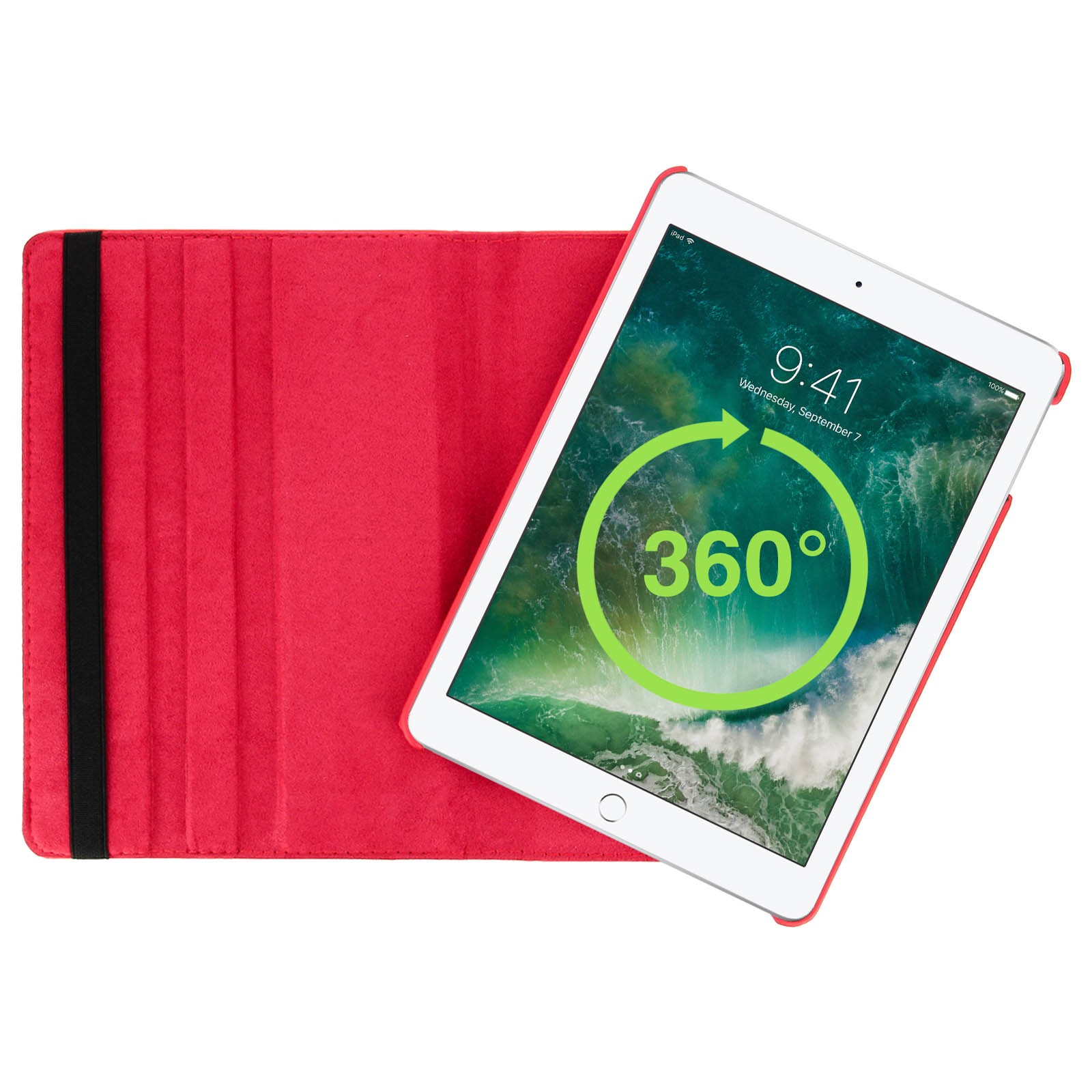 Housse iPad Air rotative 360 degrés multiposition rouge