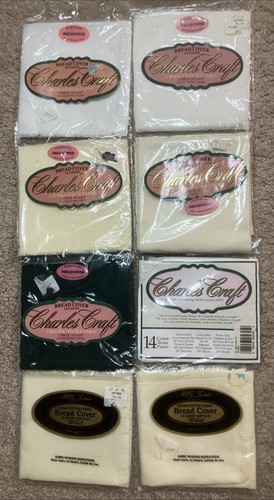 LOT OF 8 BREAD COVERS - 6 CHARLES CRAFT - 2 MCG - 18” X 18” Various Colors NEW