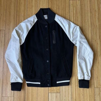 Nike Convas Destroyer Heavy Mens Bomber Jacket Sport Wear Black White Size S