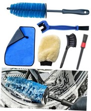 Motorcycle Cleaning Brush Kit 6 Pack, Easy Reach Brush, Chain Blue 6 Pack 