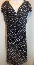 Lauren Ralph Lauren Navy White Geometric Print Ruched Dress Women’s Size 10