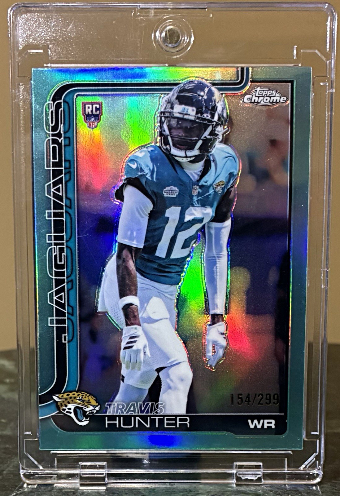 2025 Topps Chrome Travis Hunter Teal Refractor /299 #332 Jaguars RC