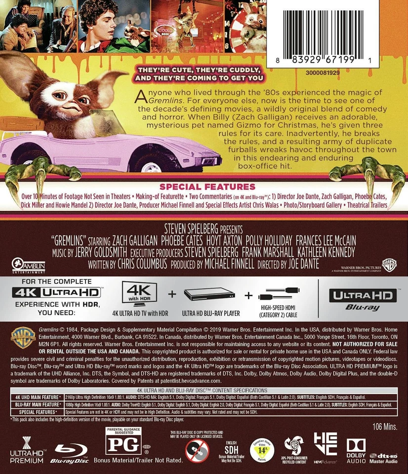 Gremlins 4K UHD Blu-ray Zach Galligan NEW Foto 4 de 4