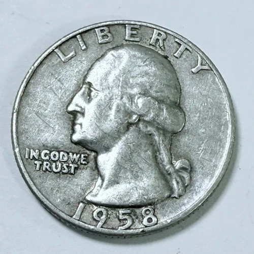 1958-D Washington Quarter 25c 90% Silver VERY FINE DETAILS #4671