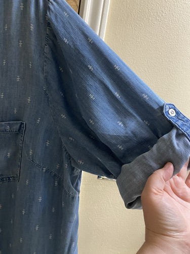 Anthropologie Cloth & Stone Women's MaryLou Chambray Shift Dress Roll Sleeves 3X - Picture 6 of 14