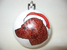 NEW HANDPAINTED CHESAPEAKE BAY RETRIEVER SANTA UNBREAKABLE CHRISTMAS ORNAMENT