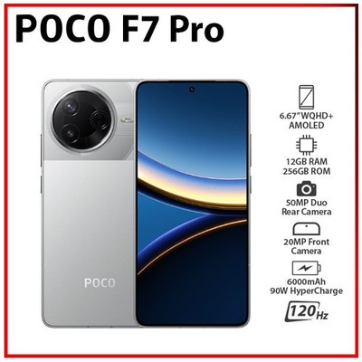 Xiaomi POCO F7 Pro 5G 12GB+256GB SILVER Dual SIM Unlocked Android Mobile Phone