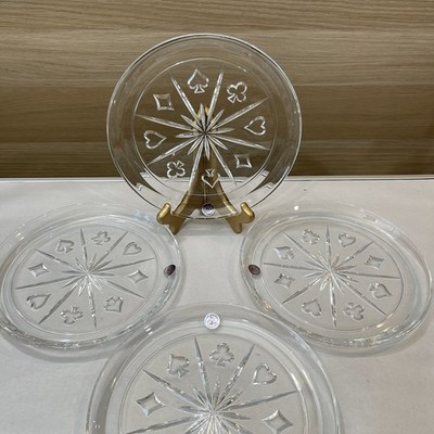 Vintage Toscany Classics Crystal Playing Card Suit Plates Set 4 Poker Game Night