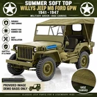 Summer Soft Top For Willys Jeep MB Ford GPW 1941-47 Military Green 18OZ Canvas