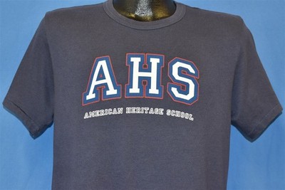 vtg 80s AMERICAN HERITAGE SCHOOL AHS PRIVATE COLLEGE PREP FLORIDA BLUE t-shirt M