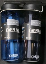CamelBak Eddy Water Bottle 2 Pack 20oz .6L Flip Bite Sip Blue Clear Charcoal N
