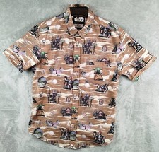 RSVLTS x Star Wars Mandalorian Mando Montage Brown Button Shirt Mens M