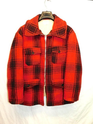 #ad #ad Vintage Traverse City Bay MI M L Red Black Buffalo Plaid Wool Coat Hunting Lodge $49.95