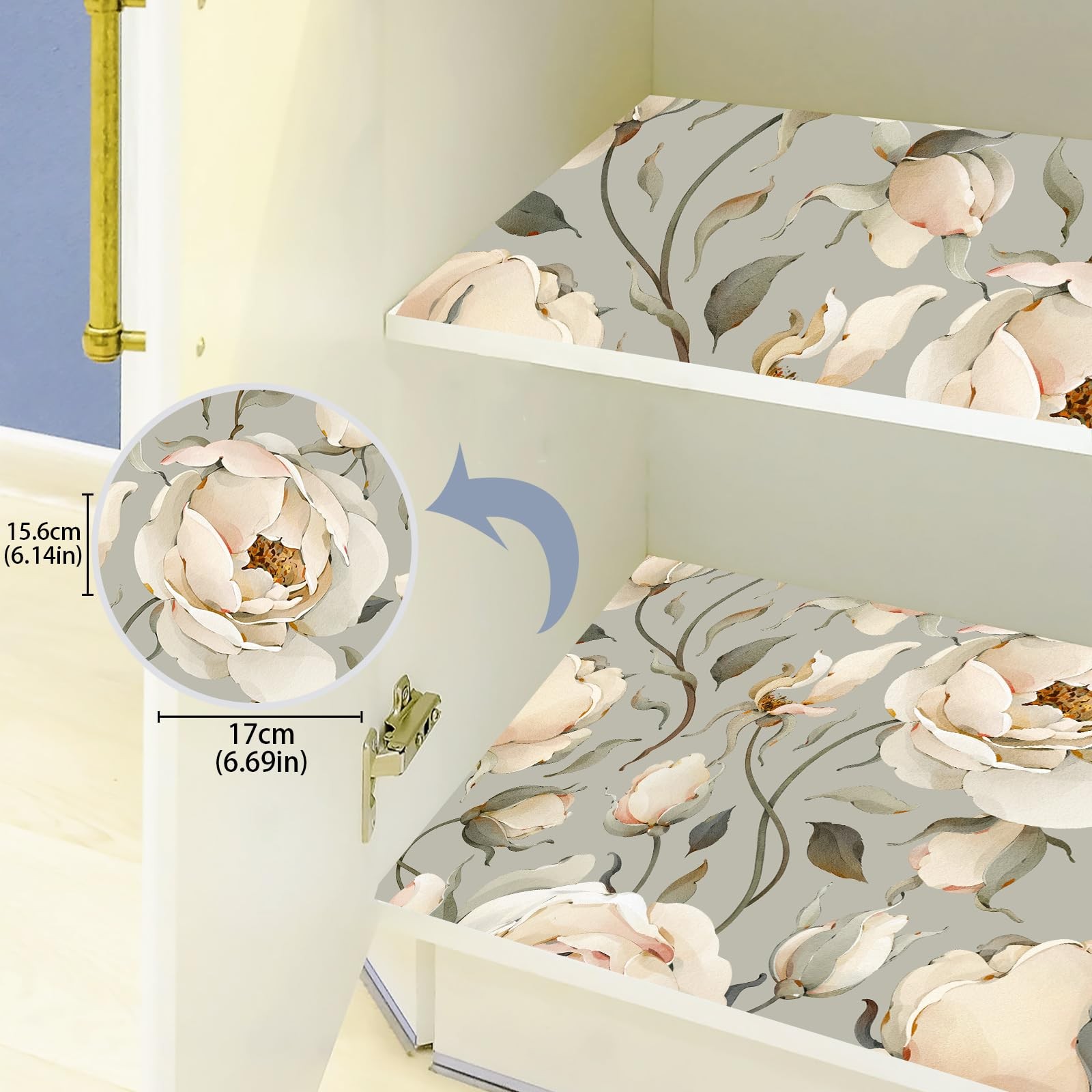Best HAOKHOME Shelf Liner and Cabinet Floral Peony, Self-Adhesive Drawer Liners