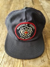 Vintage Rockdale GA 1951 Fire Dept. Hat Cap Mesh Snapback New Era - Made In USA