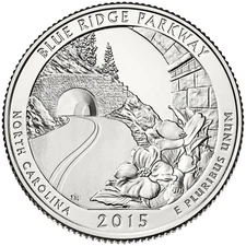 2015-P BLUE RIDGE PARKWAY, NC "ATB" NATIONAL PARK QUARTER 1-COIN BU FREE SHIPPIN