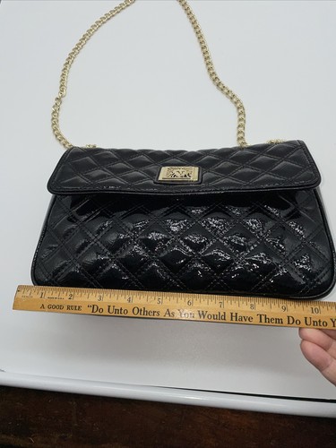 VINTAGE ANNE KLEIN PULSE QUILTED BLACK PATENT GOLD CHAIN PAISLEY DESIGNER LION - Picture 14 of 16