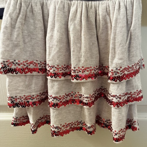 Mini Boden Tiered Ruffle Sequin Bow Sweater Knit Dress Christmas Girls Size 4-5 - Picture 6 of 10