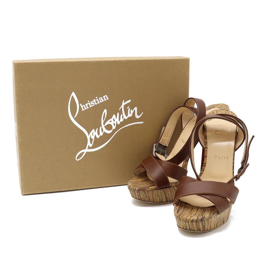 Christian Louboutin ブラウン ハイヒール Christian Louboutin wood sandals chunky heel leather brown