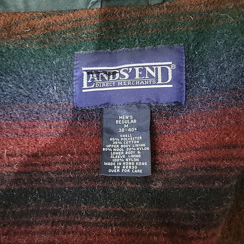 Vintage Lands End Wool Blend Lined Green Chore Jacket Parka Medium 38-40 FLAWED - Picture 4 of 6