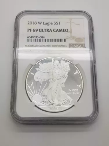 2018-W American Eagle Silver Dollar NGC PF 69 Ultra Cameo