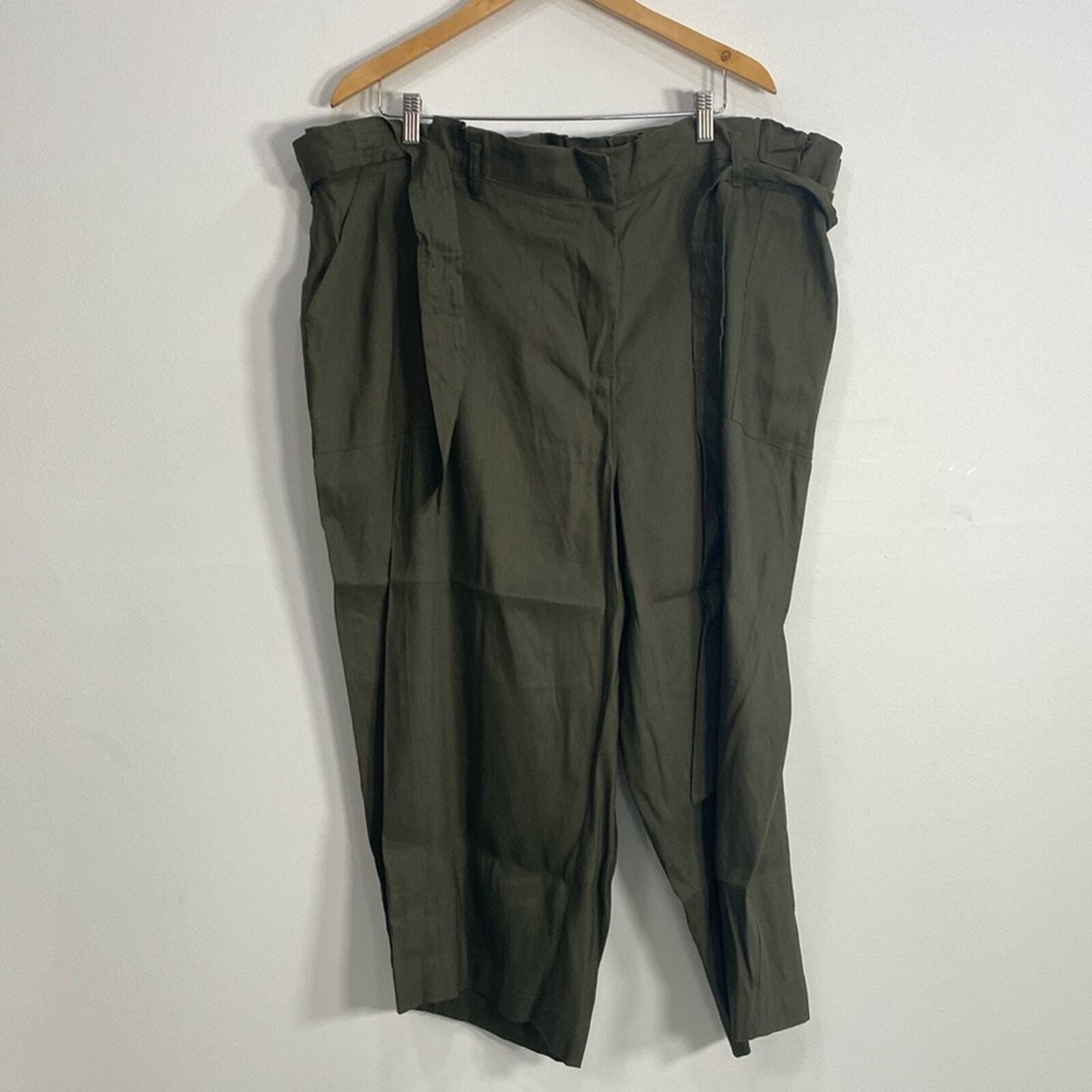 Calvin Klein 3X Cropped Linen Blend Pants