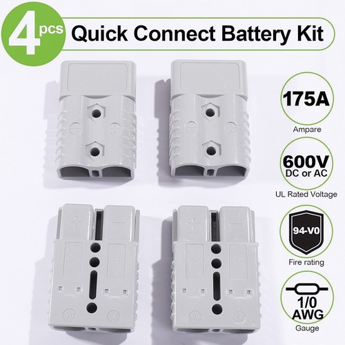 2X 175A Battery Quick Connect Disconnect Cable Plug Winch Jumper Connector Kit