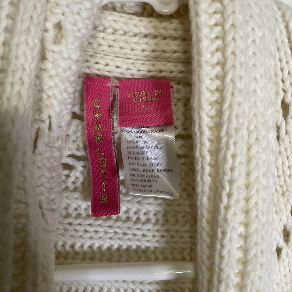 Cárdigan chaleco Anthropologie Charlotte Tarantola para mujer mezcla de angora talla S crema Foto 2 de 4