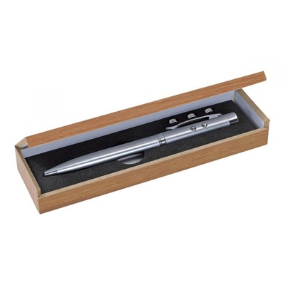 Metallkugelschreiber mit Laserpointer und LED Licht in schöner Geschenkbox -NEU-