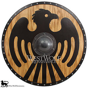 Viking Black Eagle Shield Forged Iron Boss Sca Larp Norse