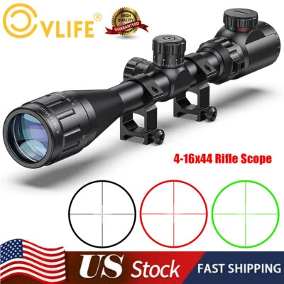 CVLIFE 4-16x44AO Hunting Rifle Scope Red and Green Mil-Dot illuminated Optics Gun Scope