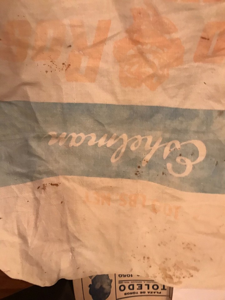 ESHELMAN'S RED ROSE LINEN FEED SACK WITH CHICKENS ON eBay