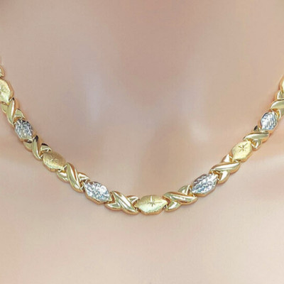 日*1様 XOLO JEWELRY Necklace GOLDコーティング 13.35MM 14K Solid Yellow Gold Irregular Chain Pattern XOXO
