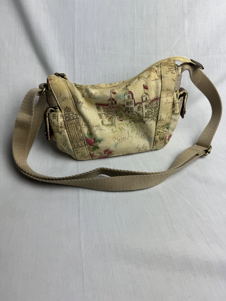 FOSSIL Crosbody Bag Purse Khaki Tan Brown, Adjustable Strap Canvas Cotton - Image 4 of 4