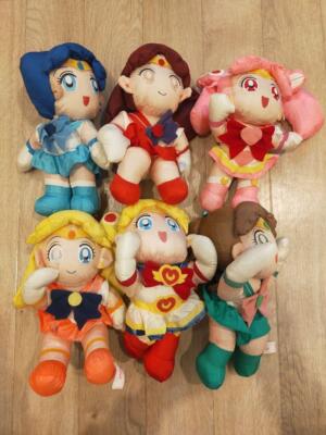 Sailor Moon Plush Toy Lot of 6 Mercury Mars Jupiter Venus Chibi Anime Character